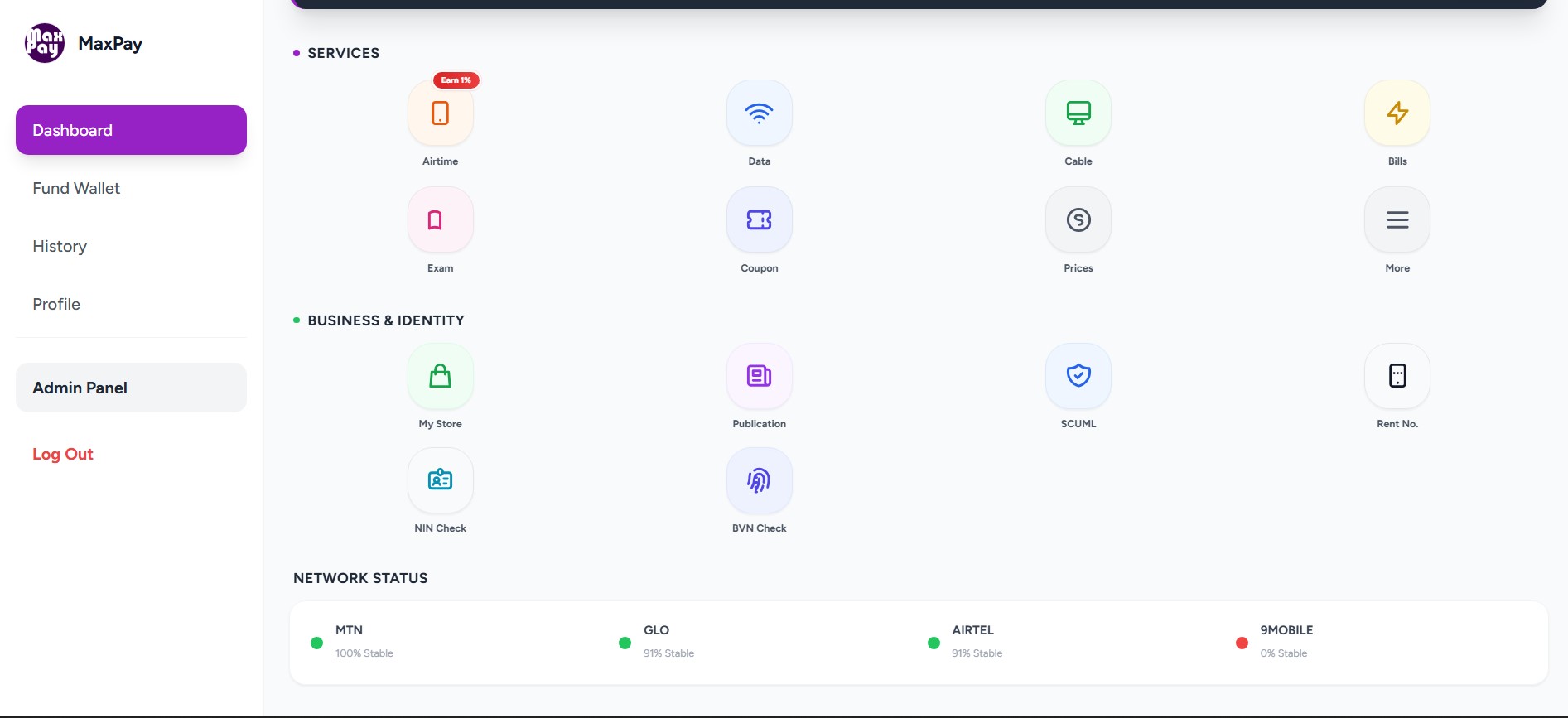 MaxPay Dashboard